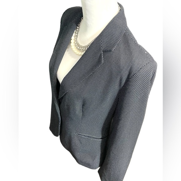 Zara Polka Dot One Button Blazer Suit Jacket Navy Blue & White Women’s Size 10 - Picture 2 of 16